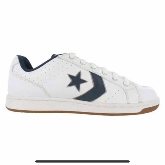 navy blue and white converse